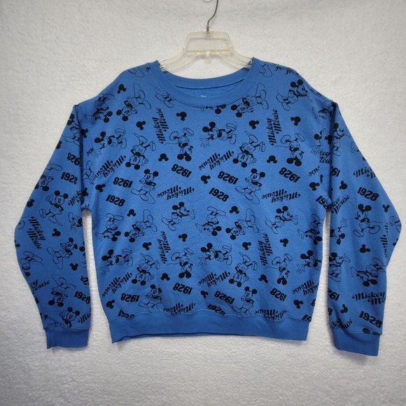 Disney Tops - Disney "Mickey Mouse 1928" Blue & Black Graphic Sweatshirt
